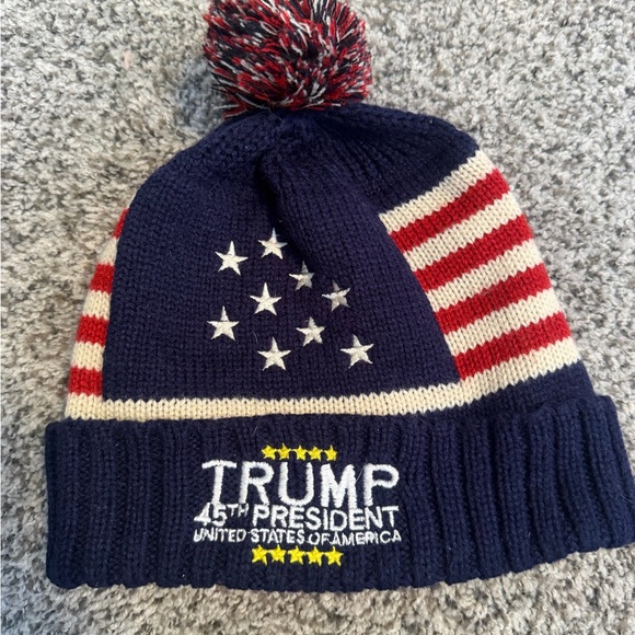 Accessories - Navy TRUMP American Flag Knit Beanie